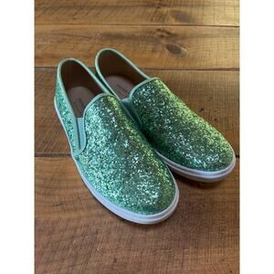 Fever Sole Womens Green Glitter Slip On Loafer Shoes Sneakers Size 9